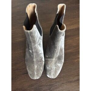 Madewell Walker Chelsea Ankle Boots Women's 7 Gray Velvet Block Heel SoHo Vegan